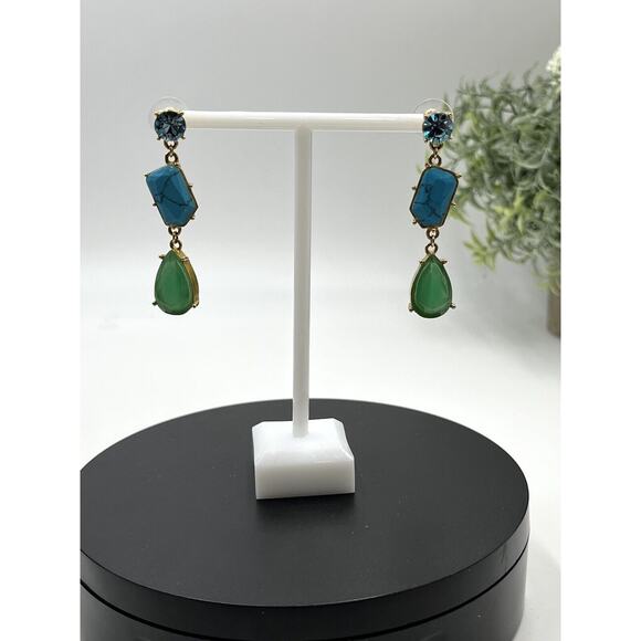 Kate Spade Turquoise Blues Green Linear Fiesta Crystal Dangle Drop Earring - Picture 4 of 16